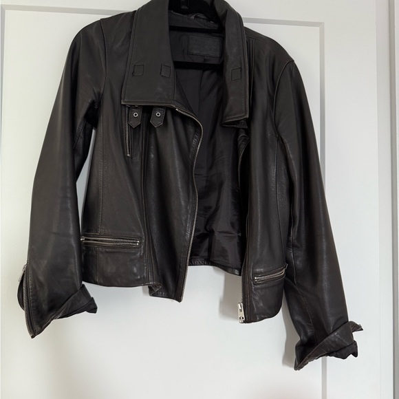 All Saints Black Leather Jacket - Picture 1 of 4